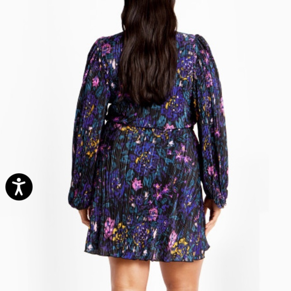 Floral Kira Etched Print Wrap Mini Dress - Picture 2 of 7